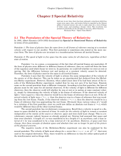 Chapter 29 Special Relativity
