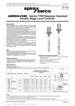 7700 Sensilevel controls - double stage, top tank assy