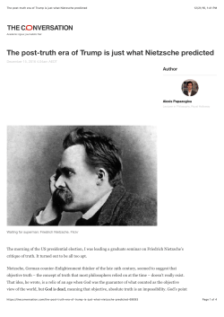 The post-truth era of Trump is just what Nietzsche