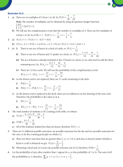 1 a) There are six multiples of 3 from 1 to 20. So, P( )A = = 6 20 3 10