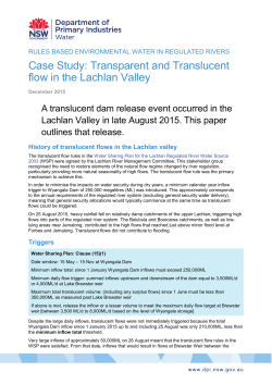 Case Study: Transparent and Translucent flow in the Lachlan Valley