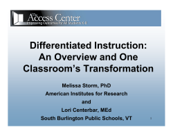 Differentiated Instruction: An Overview and One Classroom`s