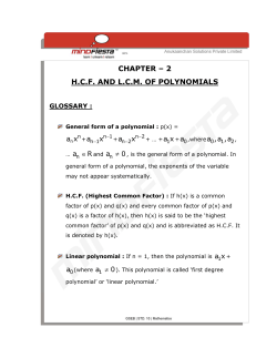 chapter &ndash; 2 hcf and lcm of polynomials
