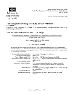 Toxicological Summary for Butyl benzyl phthalate