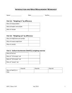 INTRODUCTION AND MASS MEASUREMENT WORKSHEET
