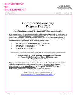 CDBG Worksheet/Survey Program Year 2016