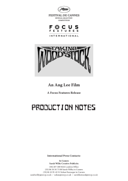 Production notes - Festival de Cannes
