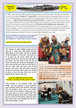 Chaplain`s Chat 19 January 8th &ndash; 14th.