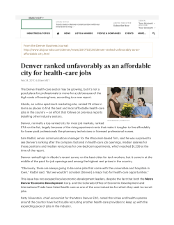 Denver ranked unfavorably as an affordable city for health