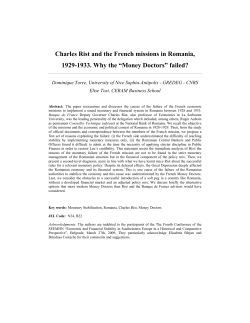 Charles Rist and the French missions in Romania, 1929-1933