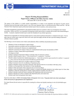 A 08/18/16 Report Writing Responsibilities Supervisors, Officers