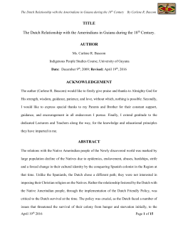 TITLE The Dutch Relationship with the Amerindians in Guiana