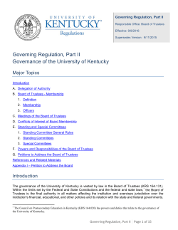 Governing Regulation Part II