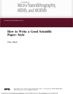 How to Write a Good Scientific Paper: Style