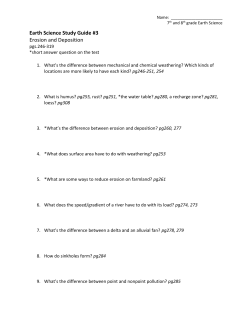 Earth Science Study Guide #3 Erosion and Deposition