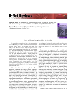 French and German Perceptions Before the Great War - H-Net