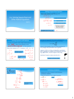 6-5: Solving Square Root and Other Radical Equations
