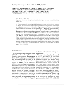 Studies On The Physical State Of Water In Living Cells And Model