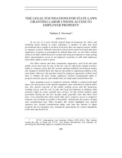 The Legal Foundations for State Laws Granting Labor Unions