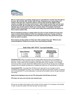 Paid Time Off “PTO” Accrual Schedule