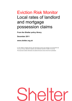 Eviction Risk Monitor Local rates of landlord and
