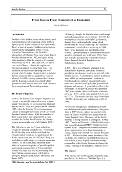 From Tuva to Tyva: Nationalism vs Economics