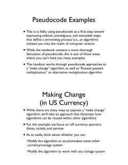 Pseudocode Examples Making Change (in US Currency)