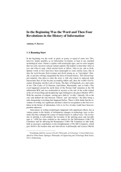 In the Beginning Was the Word - University of Evansville Faculty