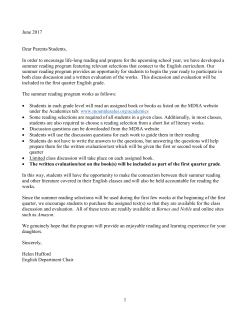 June 2016 Dear Parents/Students, In order to encourage life