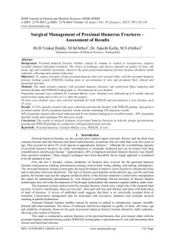 Surgical Management of Proximal Humerus Fractures &ndash; Assessment
