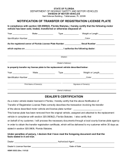 Notification of Transfer of Registration License Plate