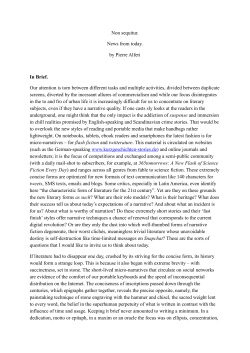 Non sequitur. News from today. by Pierre Alferi In Brief. Our attention