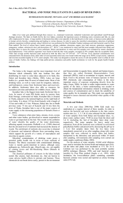 BACTERIAL AND TOXIC POLLUTANTS IN LAKES OF RIVER INDUS