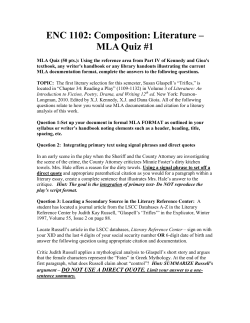 ENC 1102: Composition: Literature &ndash; MLA Quiz #1