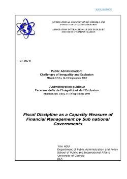 Fiscal Discipline as a Capacity Measure of Financial Management