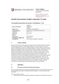 Course Syllabus: Scientific Communication in English, writing skills