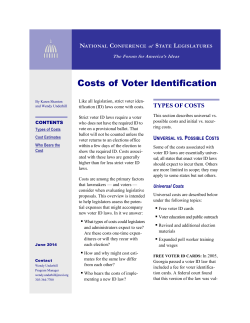 Costs of Voter Identification - National Conference of State