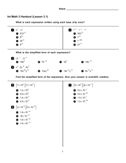 Int Math 2 Handout (Lesson 3.1)
