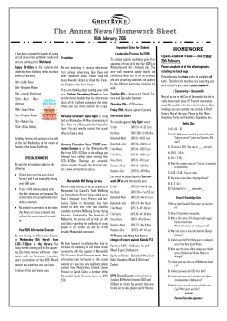 The Annex News/Homework Sheet