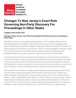 Changes To New Jersey`s Court Rule Governing Non