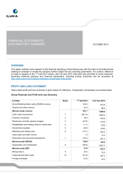 Financial Statements Explanatory Summary