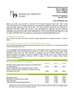 Investment Objective Fees and Expenses of the Financial Services