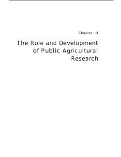The Role and Development of Public Agricultural Research