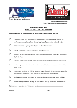 participation form expectations of a cast member