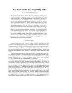 May Stare Decisis Be Abrogated by Rule?