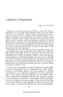 A Definition of Regionalism