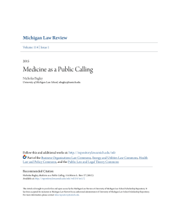 Medicine as a Public Calling - University of Michigan Law School