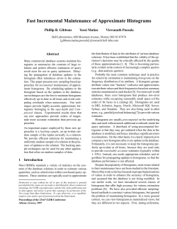 Fast Incremental Maintenance of Approximate Histograms