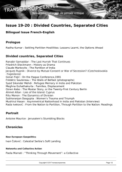 Issue 19-20 : Divided Countries, Separated Cities