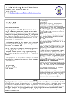 October 2015 - St. John`s Primary Blackwood